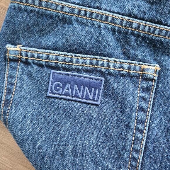 Ganni Betzy Dark Blue Stone High‎ Rise Slim Flare Jean 25/32 NWT $195 - Picture 7 of 12